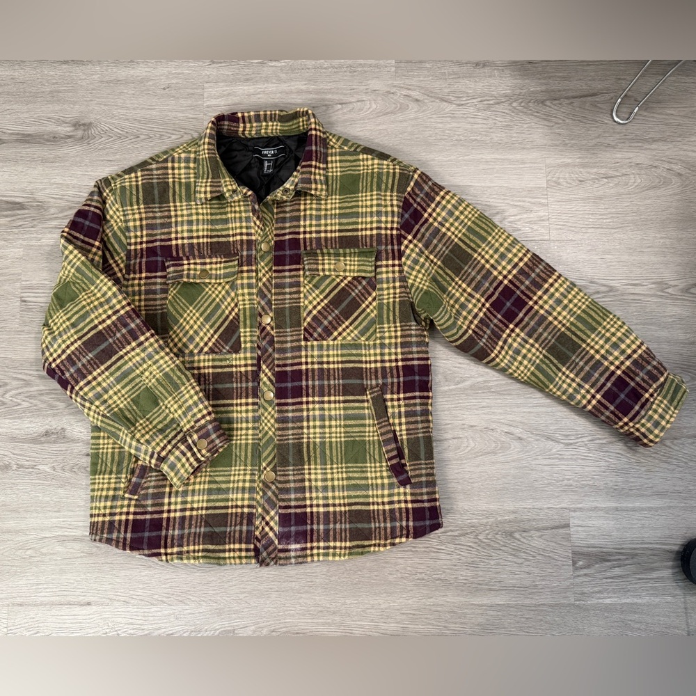 Forever 21 Men's L Plaid Fall Jacket in Green and Brown - Like New